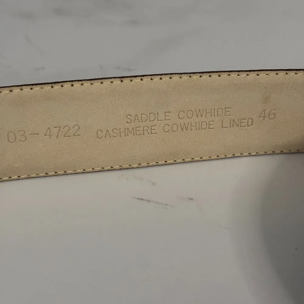 Unbranded Men Belt Saddle Cowhide Cashmere Cowhide Lined Dark Brown 46